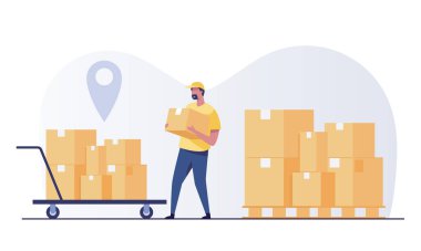 Staff working in logistic storage isolated flat.