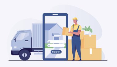 Moving house service on mobile app.