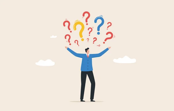 Decision Making Conditions Uncertainty Choose Option Answer Questions Solutions Businessman — Foto Stock