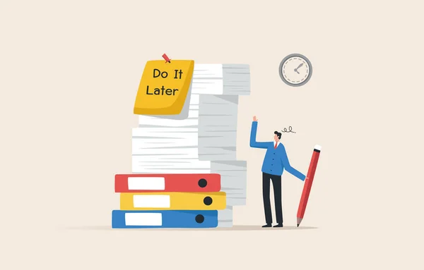 Overload Procrastinate Later Lazy Postpone All Work Overcome Laziness Procrastination – stockfoto