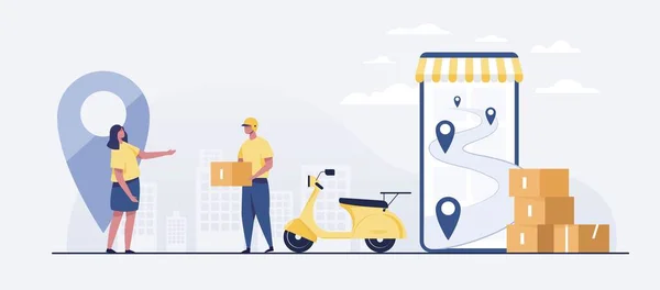 Fast Delivery Package Scooter Mobile Phone — Zdjęcie stockowe