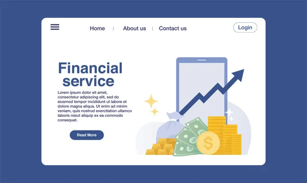 Financial Service Landing Page Template Design Concept — Stockfoto