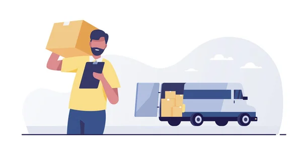 Courier Parcel Background Delivery Service Van — Zdjęcie stockowe