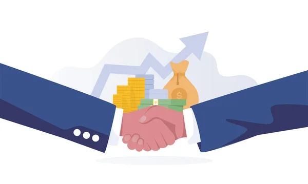Two Business Partners Handshaking Flat Vector — Stock Fotó