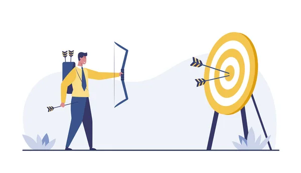 Archery Business Man Business Man Aiming Target — Stockfoto