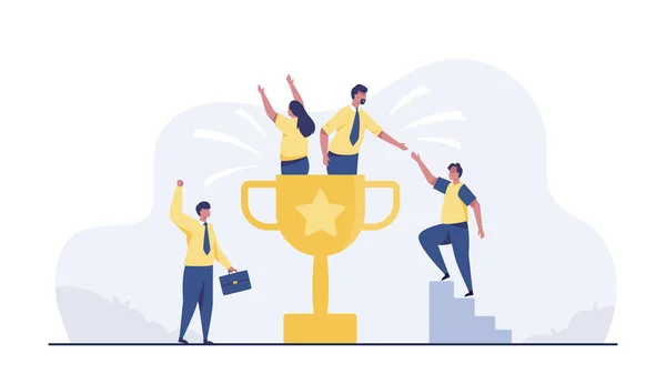 Business Team Success Concept Vector Illustration Prize Successful Company Project – stockfoto