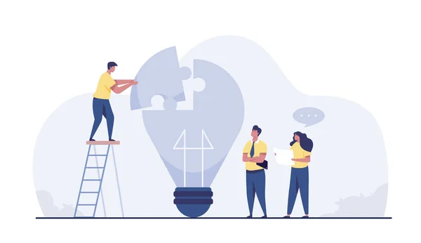 Business People Big Light Bulb Idea People Working Together New — Stockfoto