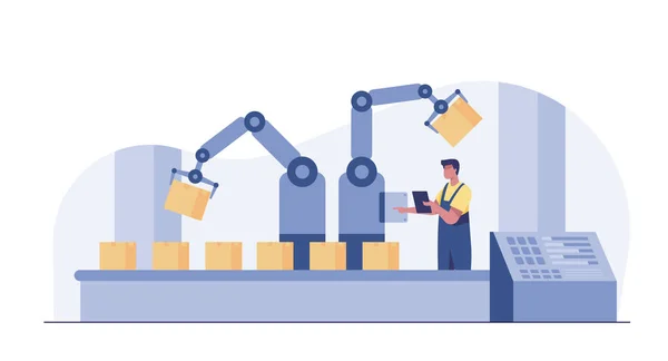 Industry Factory Works Robotic Arm Smart Industrial Revolution — Stockfoto