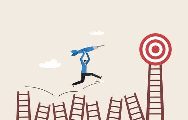 Success Step Reach Business Goal Ambition Success Achieve Target Businessman — Vector de stock