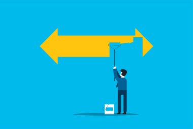 İş adamı farklı bir yol izler. İş adamı ok işaretinden diğer yöne doğru değişir.