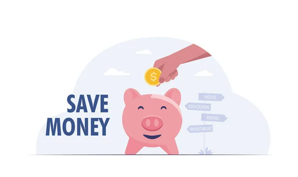 Piggy Bank Hand Coin Vector Illustration — Stock Photo, Image