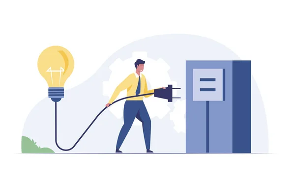 Businessman Plug Idea Light Bulb — Stockfoto
