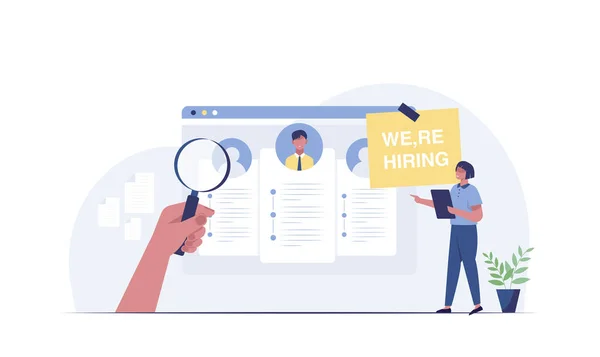 Recruitment Hiring Managers Looking New Job Candidate Vector Illustration —  Fotos de Stock
