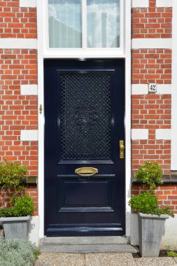 Hollanda 'da bir evin güzel ön kapısı.
