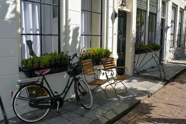 Typical Holland Bicycle Leaning House Facade Zeeland Netherlands — Stock Photo, Image