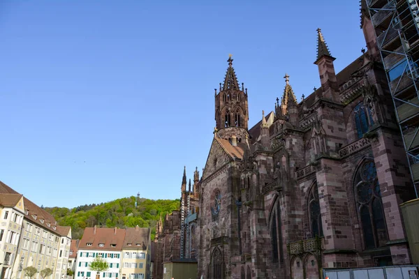 View Stone Arch Historical Merchants Hall Minster City Center Freiburg — Stock Photo, Image