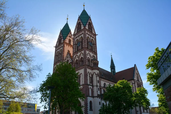 Exterior View Heart Jesus Church Freiburg Breisgau Germany Europe — Fotografia de Stock