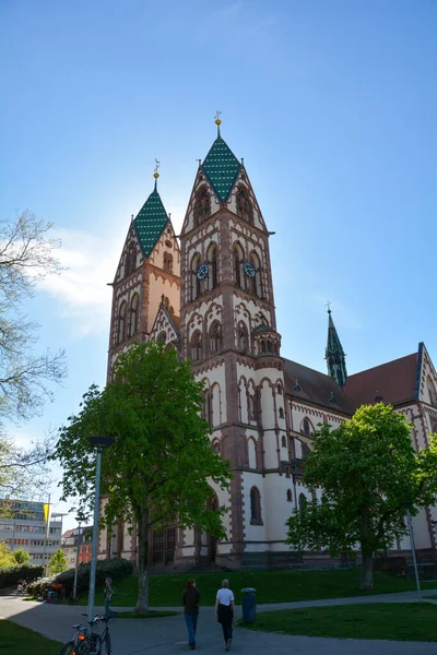 Exterior View Heart Jesus Church Freiburg Breisgau Germany Europe — Fotografia de Stock