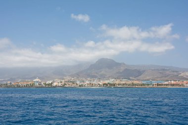 Coastline with town and mountains of the south coast of the Canary Island of Tenerife, Los Cristianos, Spain, Europe