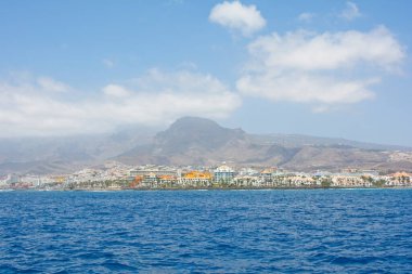 Coastline with town and mountains of the south coast of the Canary Island of Tenerife, Los Cristianos, Spain, Europe