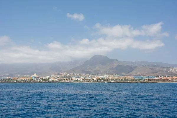 Coastline with town and mountains of the south coast of the Canary Island of Tenerife, Los Cristianos, Spain, Europe