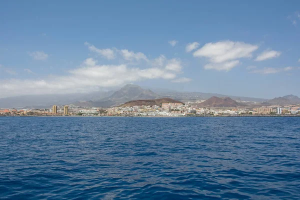 Coastline with town and mountains of the south coast of the Canary Island of Tenerife, Los Cristianos, Spain, Europe