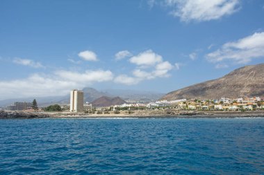 Coastline with town and mountains of the south coast of the Canary Island of Tenerife, Los Cristianos, Spain, Europe