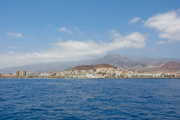 Coastline with town and mountains of the south coast of the Canary Island of Tenerife, Los Cristianos, Spain, Europe