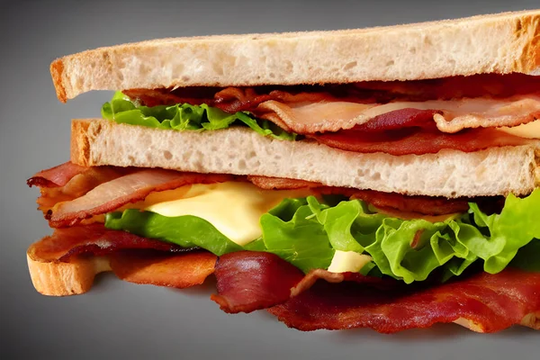 Sándwich Tocino Con Pan Tostado Desayuno Comida Rápida — Foto de Stock