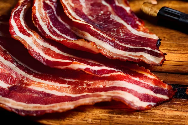 Bacon Remsor Köket Kött Köttätare Mat Koncept — Stockfoto