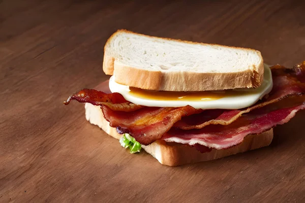 Kızarmış ekmekli pastırmalı sandviç, fast food kahvaltısı.