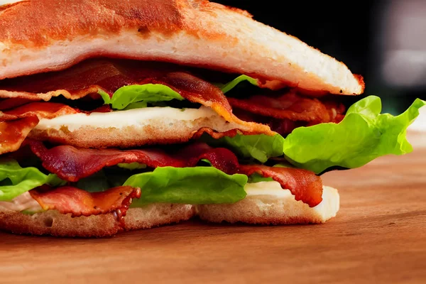 Sándwich Tocino Con Pan Tostado Desayuno Comida Rápida — Foto de Stock