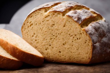 Bir somun ekmek, yüksek kalorili zımba, iyi pişmiş ve kabuklu.