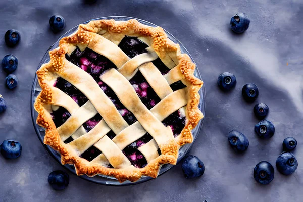 tasty blueberry pie, high calorie baked food item, sweet and sugary
