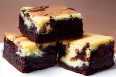 Browni resmi, tatlı ve şekerli pişmiş yemek, lezzetli yüksek kalorili atıştırmalık.