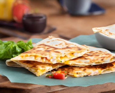 Peynirli quesadilla, yağlı abur cubur, sulu ve lezzetli, hazır fast food.
