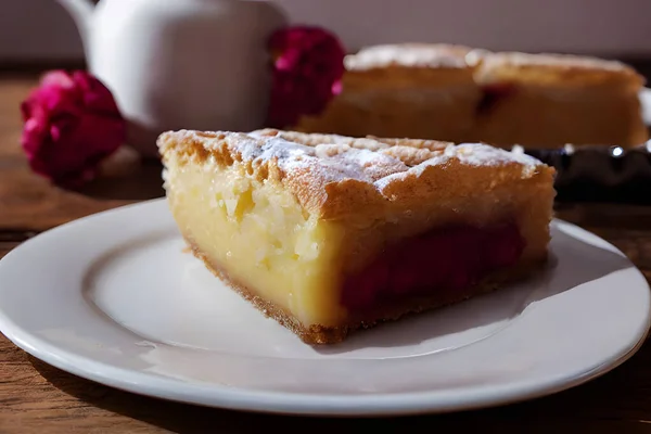 bakewell tart, baked food item, sweet and sugary dessert