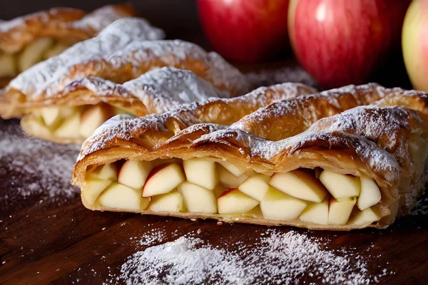 Imagen Strudel Manzana Postre Saludable Comida Horneada Dulce Azucarada — Foto de Stock