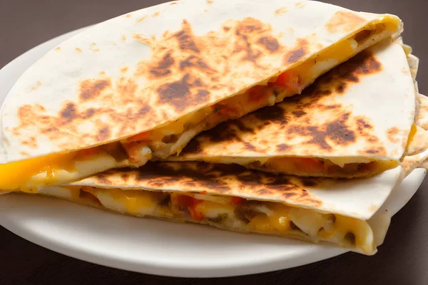 Сыр Quesadilla Жирные Закуски Пункт Питания Сочный Вкусный Готовый Фаст — стоковое фото