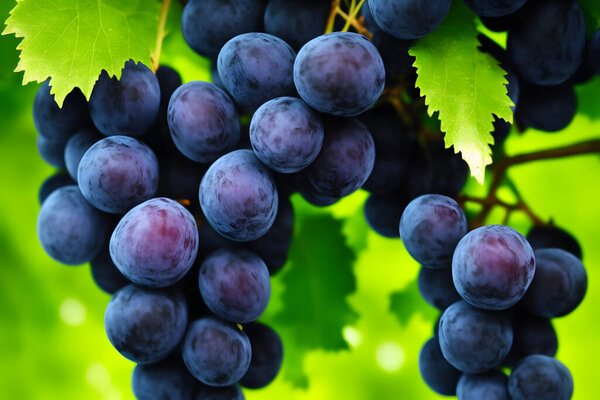 изображение черного винограда, сочных и здоровых фруктов