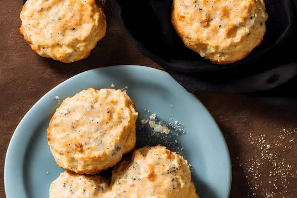 biscuits and gravy, breakfast food item, yummy and savory meal