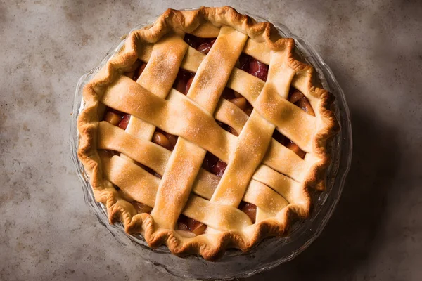 Image Tarte Aux Pommes Dessert Sain Aliments Cuits Four Sucré — Photo