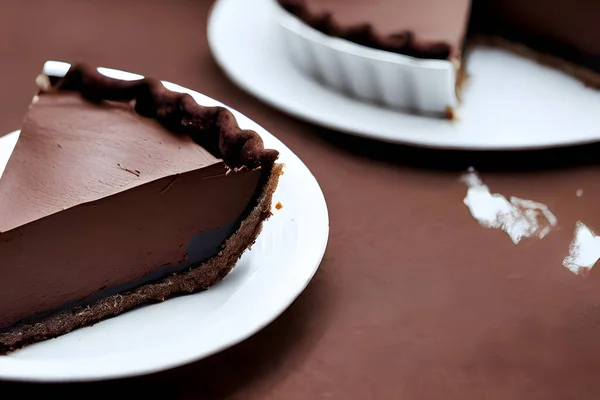 Chocolate Pie Sweet Sugary Food Made Cacao Flour Milk — Stock Photo, Image