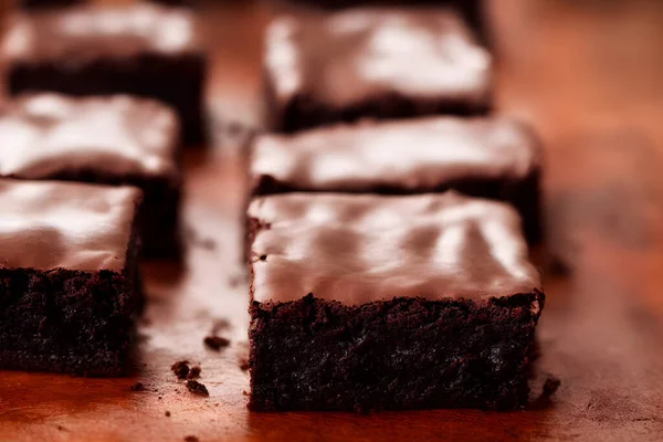 Brownies Chocolat Collation Sucrée Sucrée Aliments Riches Calories — Photo