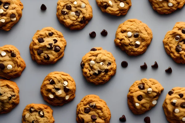 Biscotti Con Gocce Cioccolato Croccante Cibo Forno Snack Dolce — Foto Stock