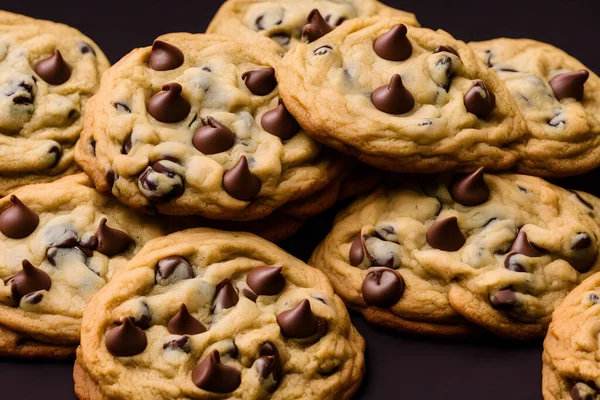 Biscuits Aux Pépites Chocolat Pâtisserie Croquante Collation Sucrée — Photo