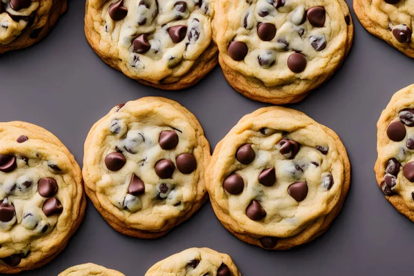 Biscotti Con Gocce Cioccolato Croccante Cibo Forno Snack Dolce — Foto Stock