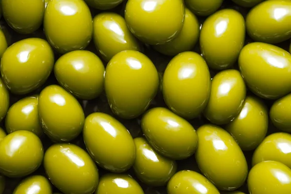 Aceitunas Verdes Fuente Aceite Oliva Alimento Para Desayuno — Foto de Stock