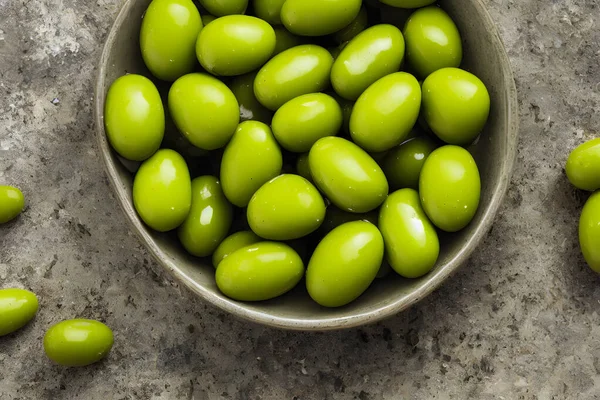 Zelené Olivy Zdroj Olivového Oleje Snídaňový Pokrm — Stock fotografie
