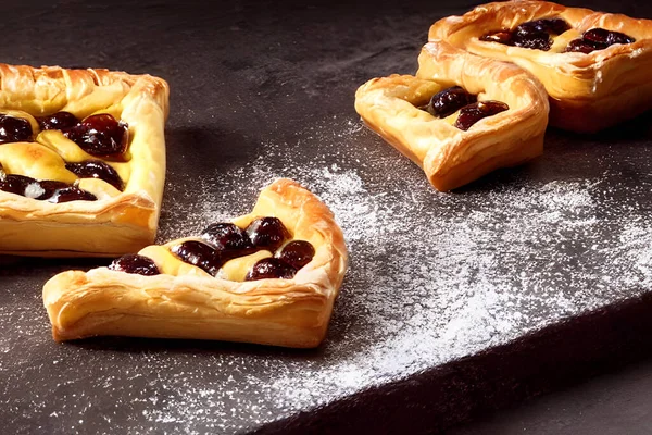 Deens Gebak Zoet Eten Voor Het Ontbijt Een Traditionele Snack — Stockfoto